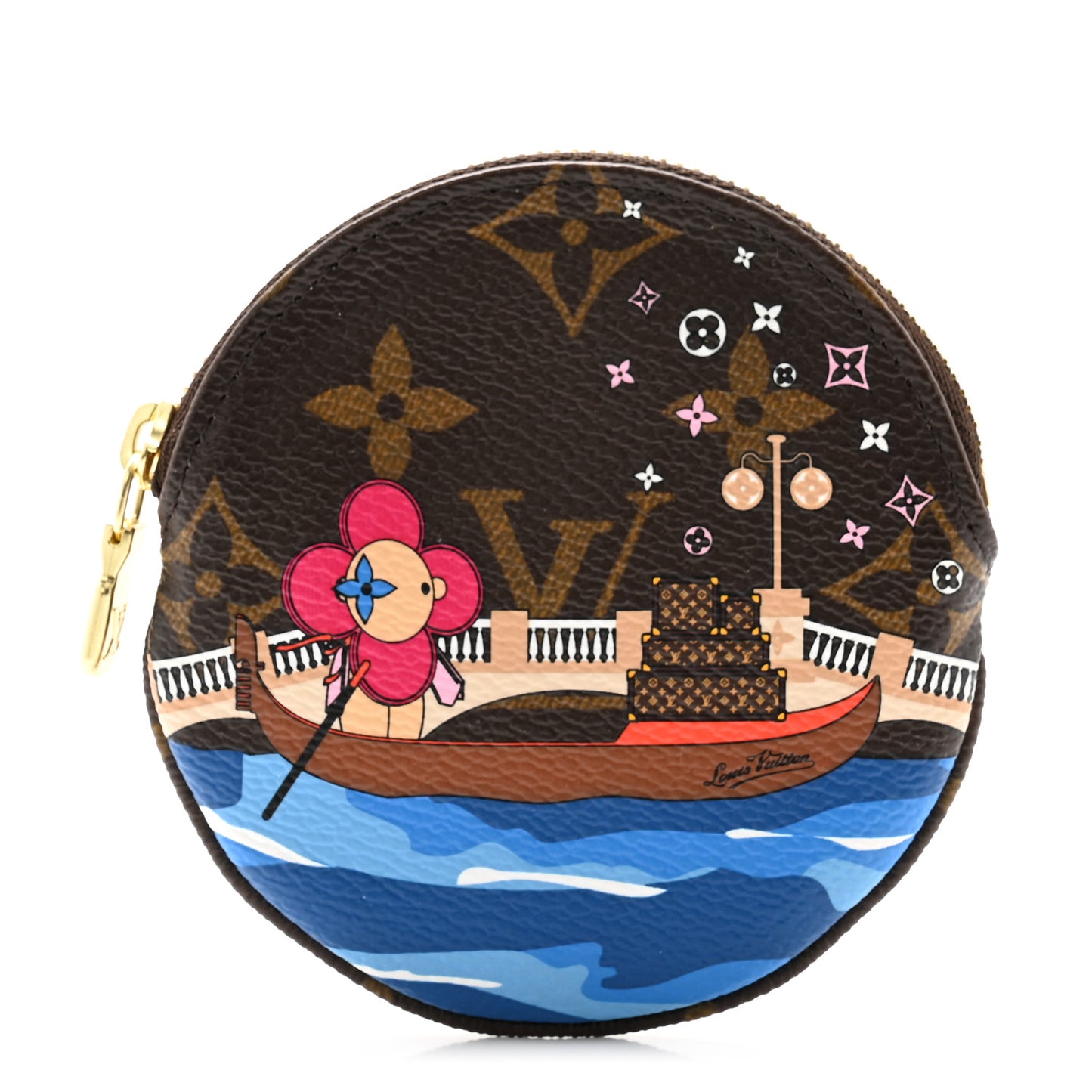 Monogram 2019 Christmas Animation Round Coin Purse Blue