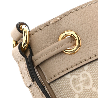 Gucci GG Supreme Monogram Textured Calfskin Web Mini Ophidia Bucket Bag Beige Ebony Mystic White Oatmeal 13 of 14