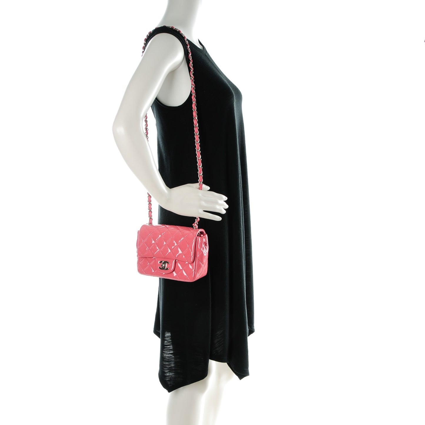 Patent Quilted Mini Square Flap Pink