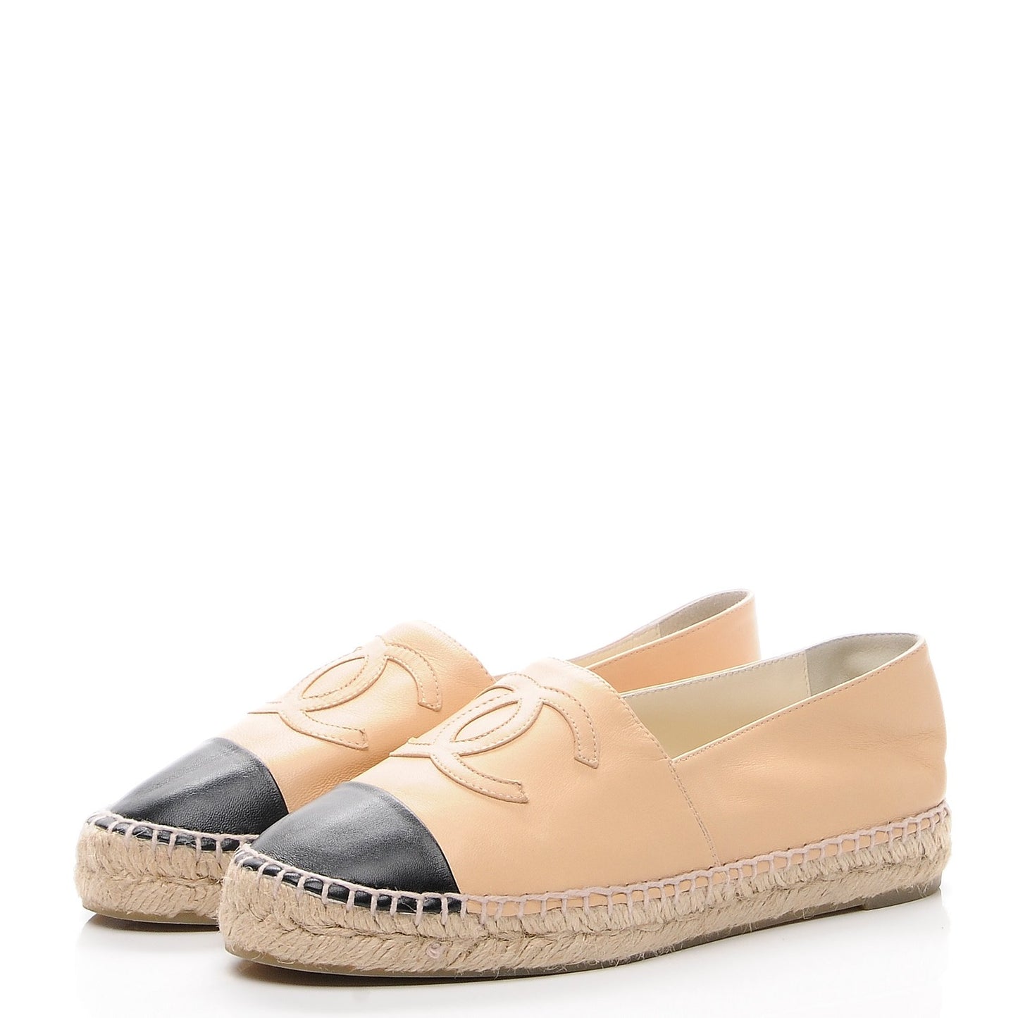 Lambskin CC Espadrilles 38 Beige Black