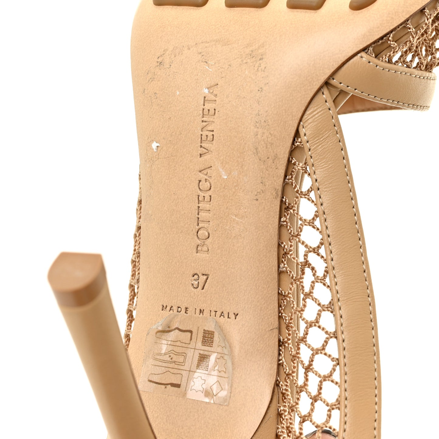 Mesh Nappa Chunky Chain Sandals 37 Beige Pony
