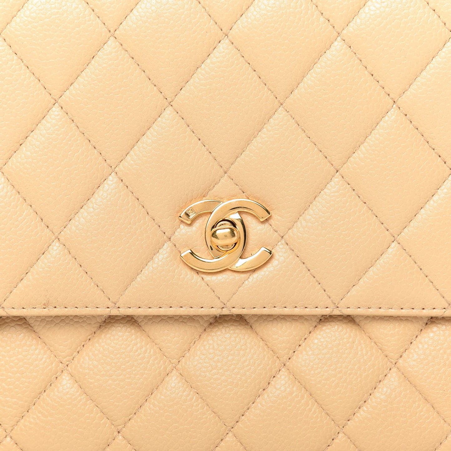 Caviar Quilted Shoulder Flap Bag Beige