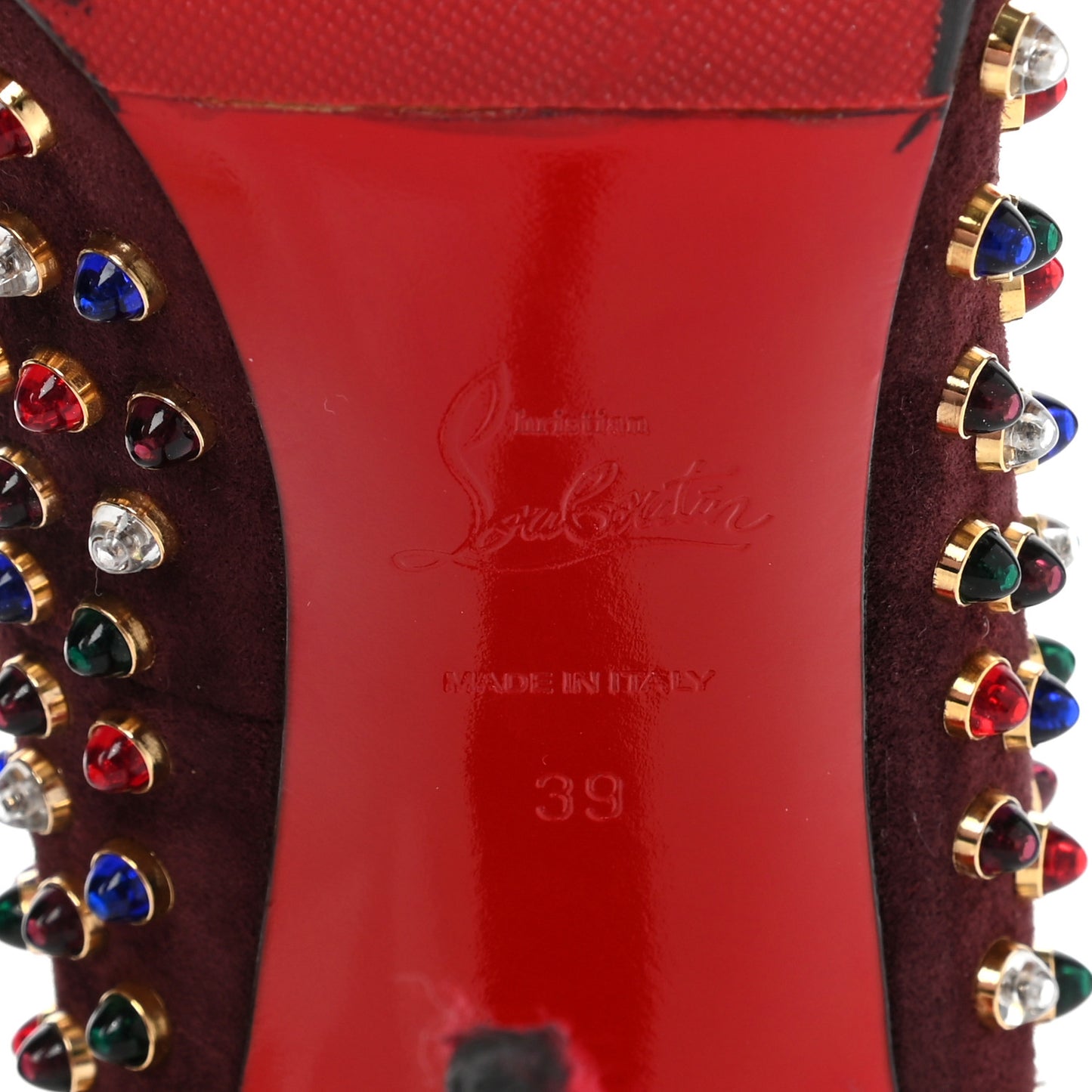 Veau Velours Specchio Follies Cabo 100 Pumps 39 Lie De Vin Multi Gold