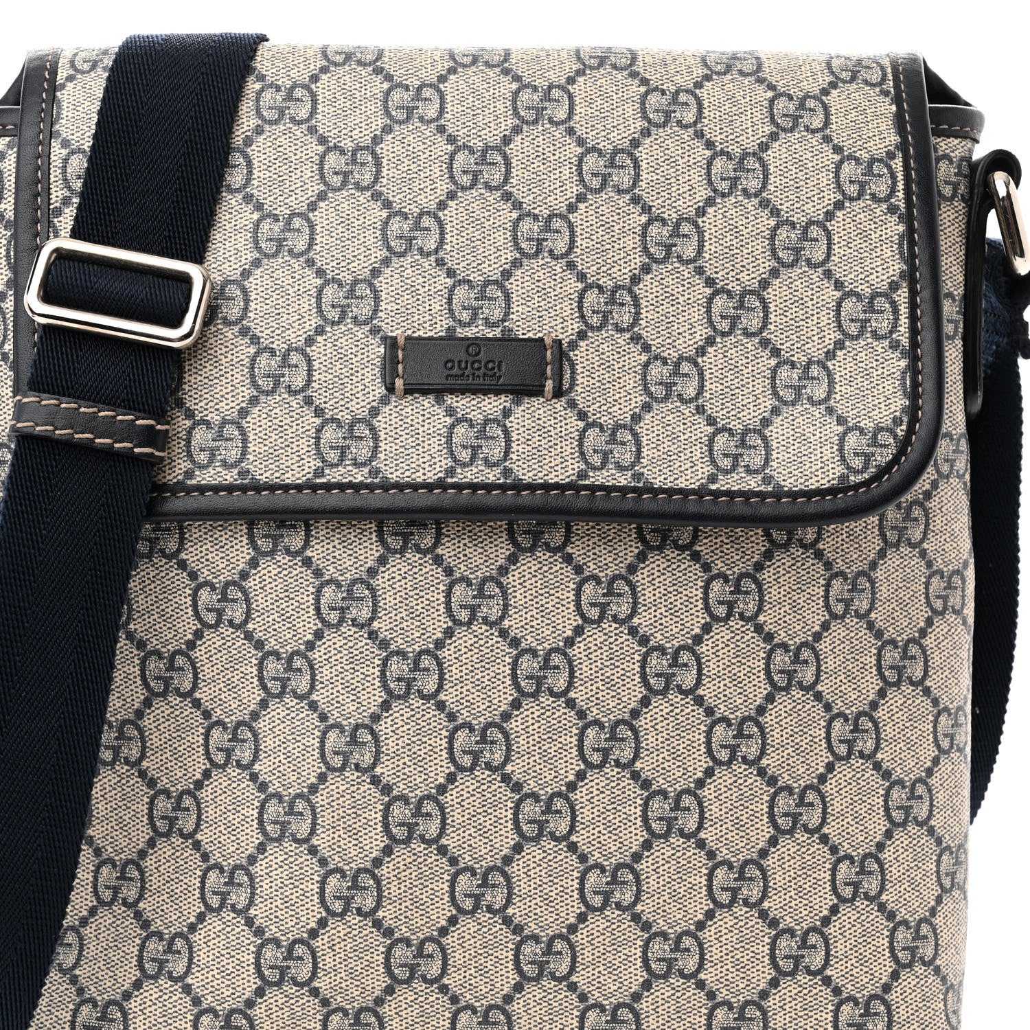 Gucci GG Plus Monogram Sellieria Calfskin Small Flap Messenger Bag Beige Blue 8 of 16