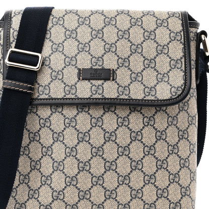 Gucci GG Plus Monogram Sellieria Calfskin Small Flap Messenger Bag Beige Blue 8 of 16