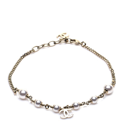 Chanel Pearl CC Chain Anklet Gold Pearly White 1 of 5