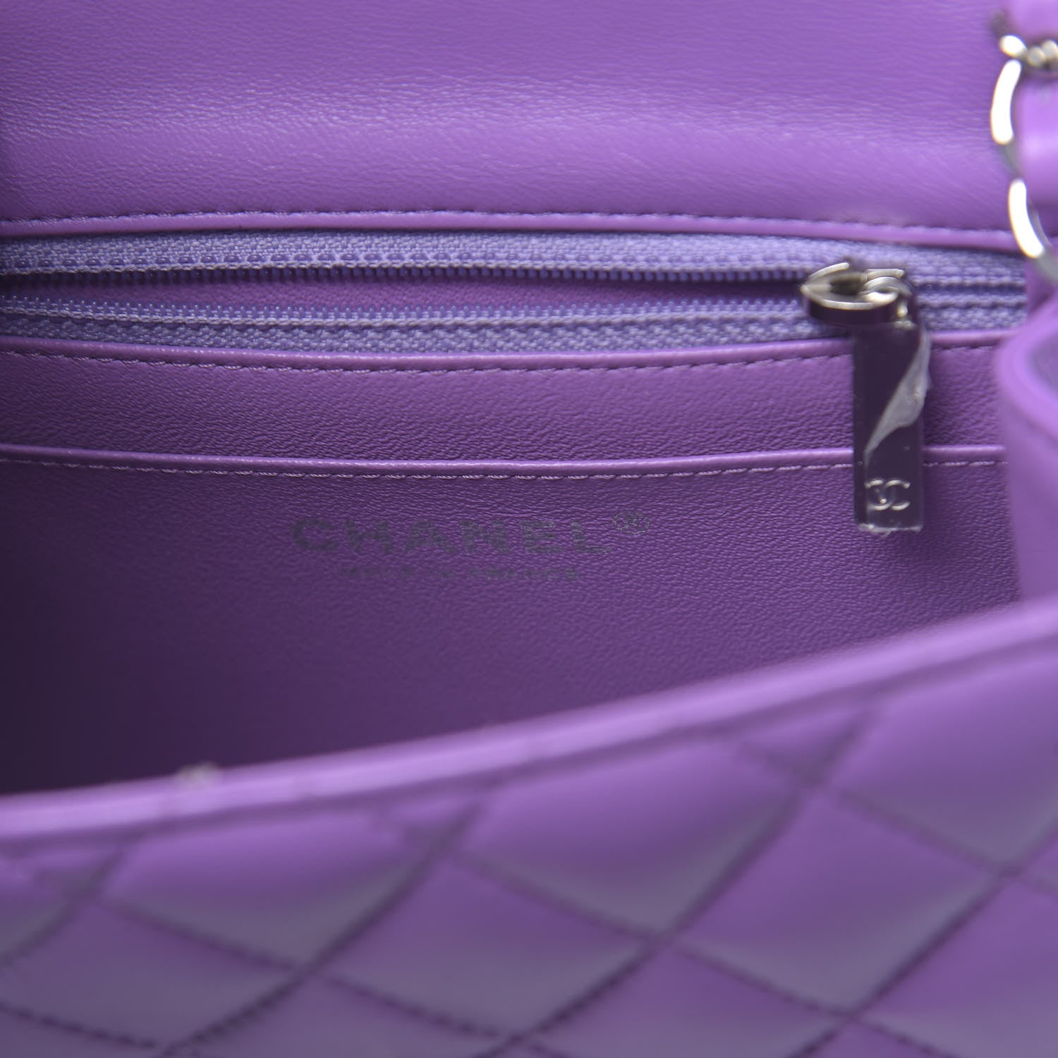 Chanel Lambskin Quilted Mini Square Flap Dark Purple 6 of 11