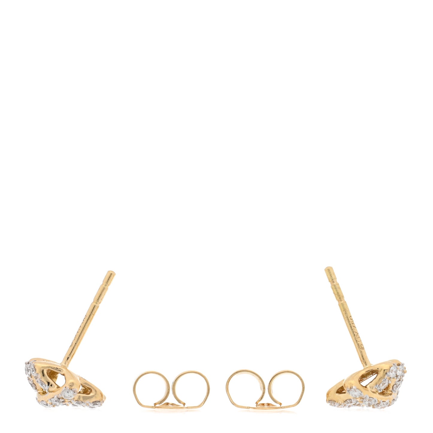 18K Yellow Gold Diamond 9mm Pave Crossover Stud Earrings