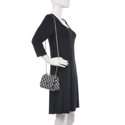 Louis Vuitton Calfskin Damier Twist Shoulder Bag BB Black White 2 of 9