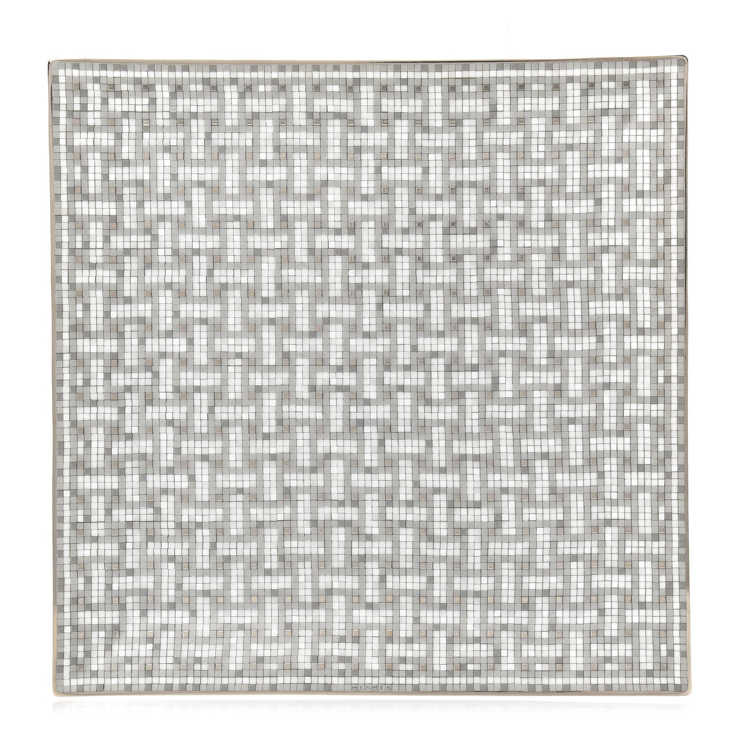 Hermes Porcelain Mosaique au 24 Square Plate Platinum 1 of 6