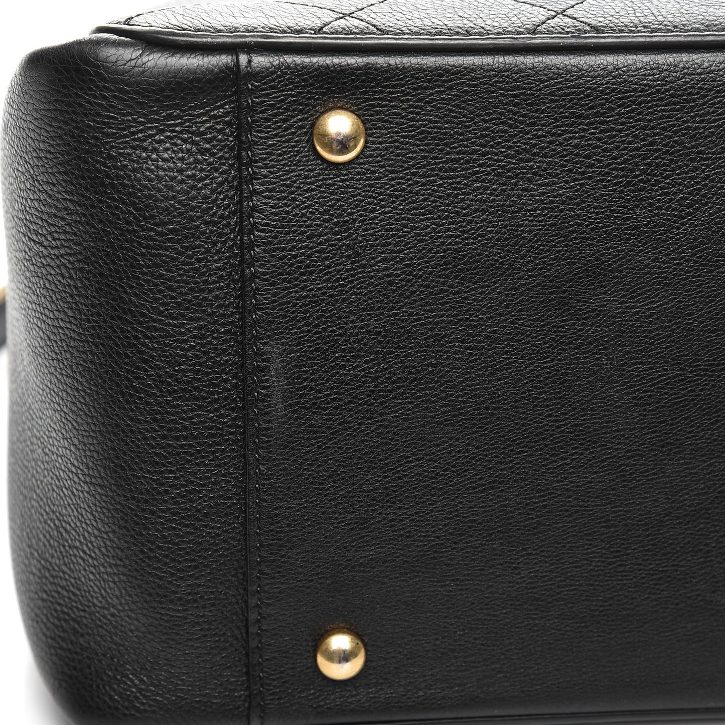 Calfskin Stitched Large Straight Lines Shopping Tote Black