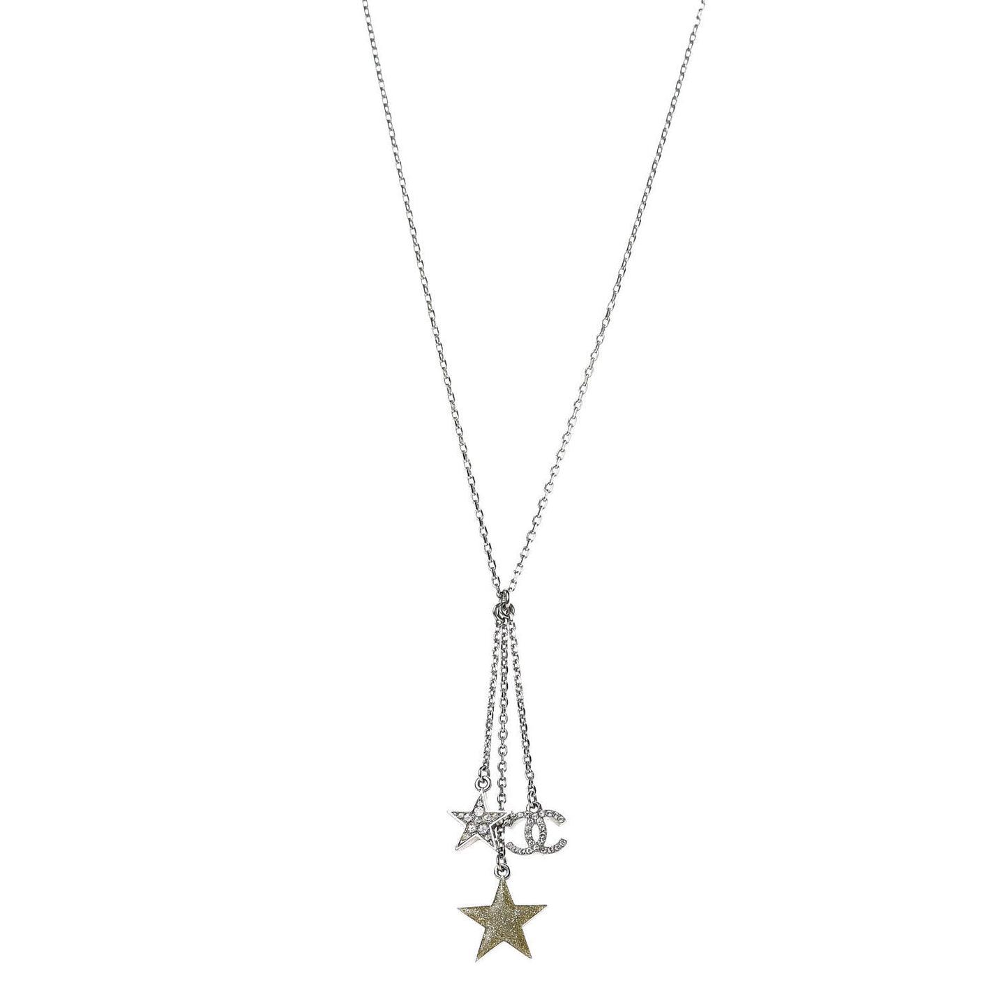Crystal Glitter Star CC Pendant Necklace Silver Gold