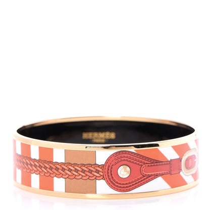 Hermes Enamel Printed Wide Coaching Bracelet 65 1 of 6