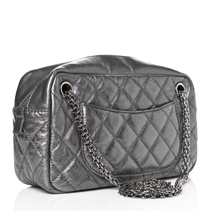 Chanel Metallic Aged Calfskin Quilted Medium Reissue Camera Case Dark Silver 2 of 8