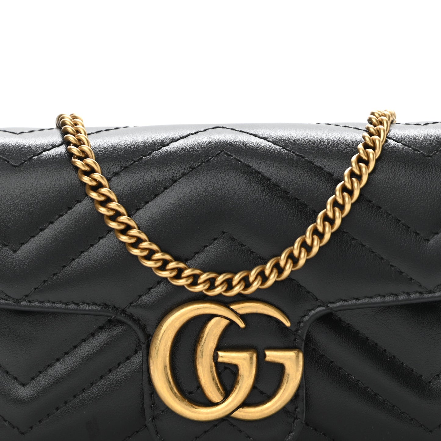 Calfskin Matelasse Super Mini GG Marmont Shoulder Bag Black