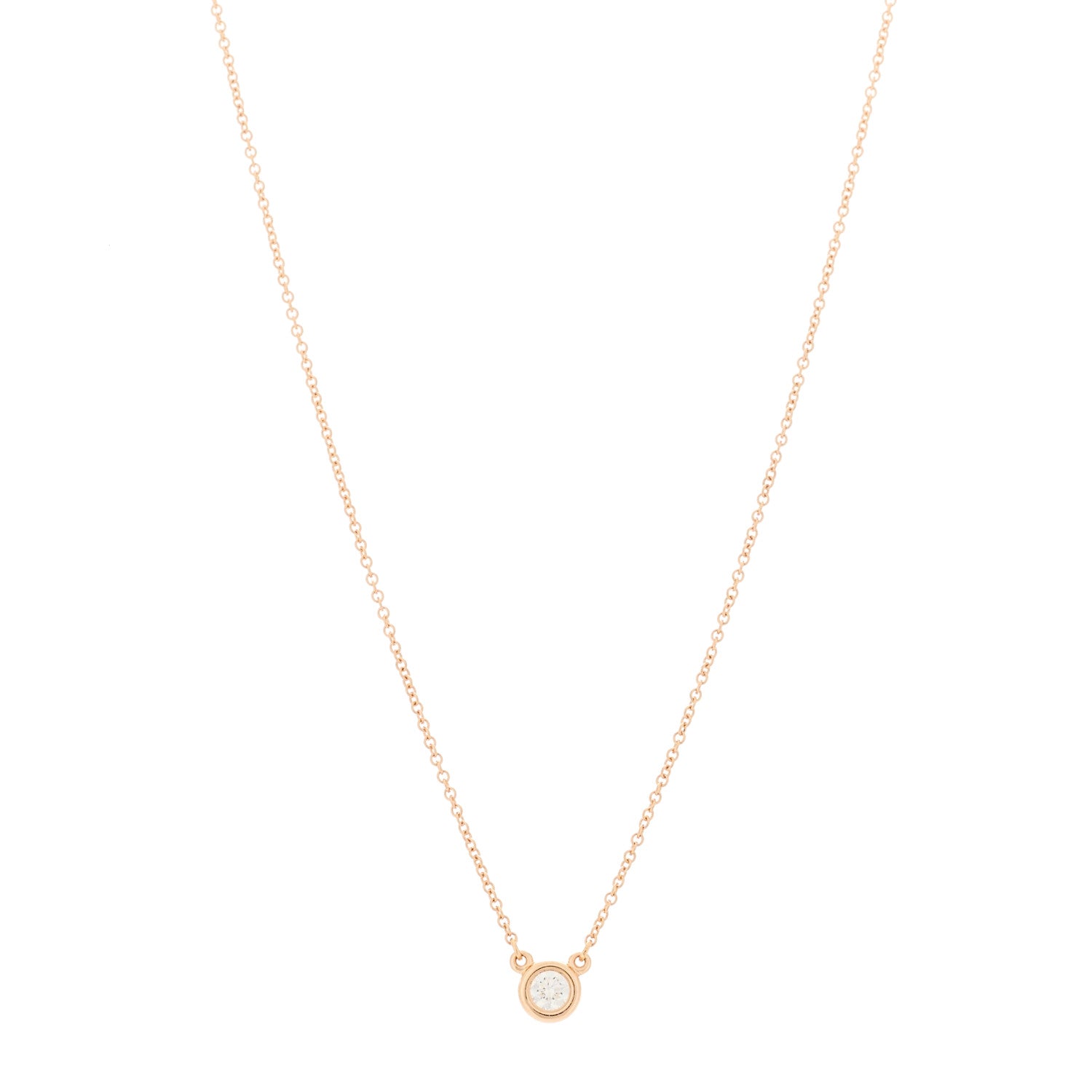 Tiffany 18K Rose Gold Diamond .17ct Elsa Peretti Diamonds by the Yard Pendant Necklace 1 of 6