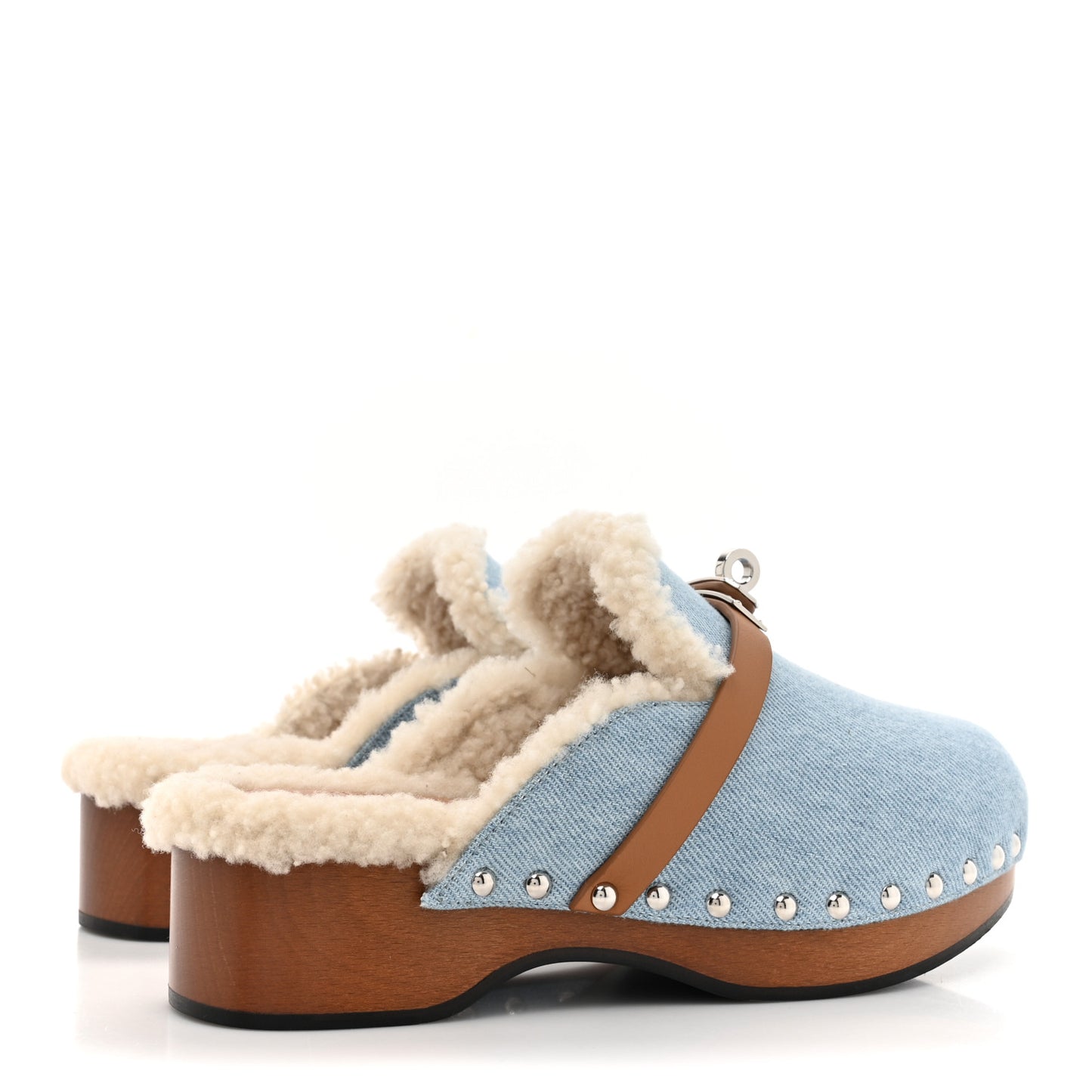 Denim Wool Carlotta Mules 35 Bleu Clair Naturel