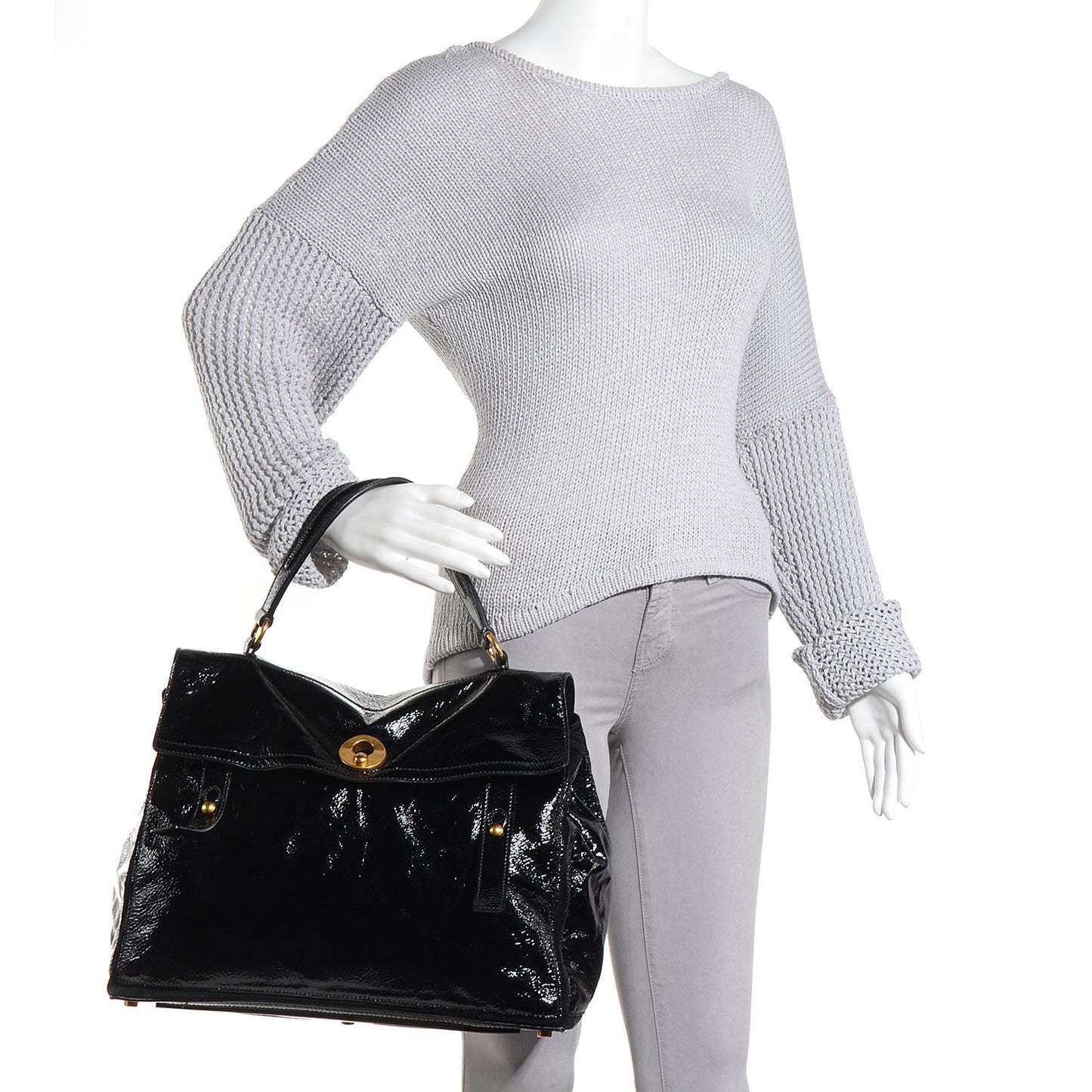 Patent Large Muse Two Tote Black