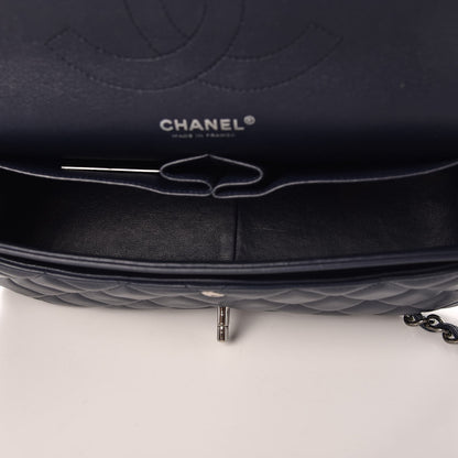 Chanel Lambskin Quilted Jumbo Double Flap Navy 9 of 21