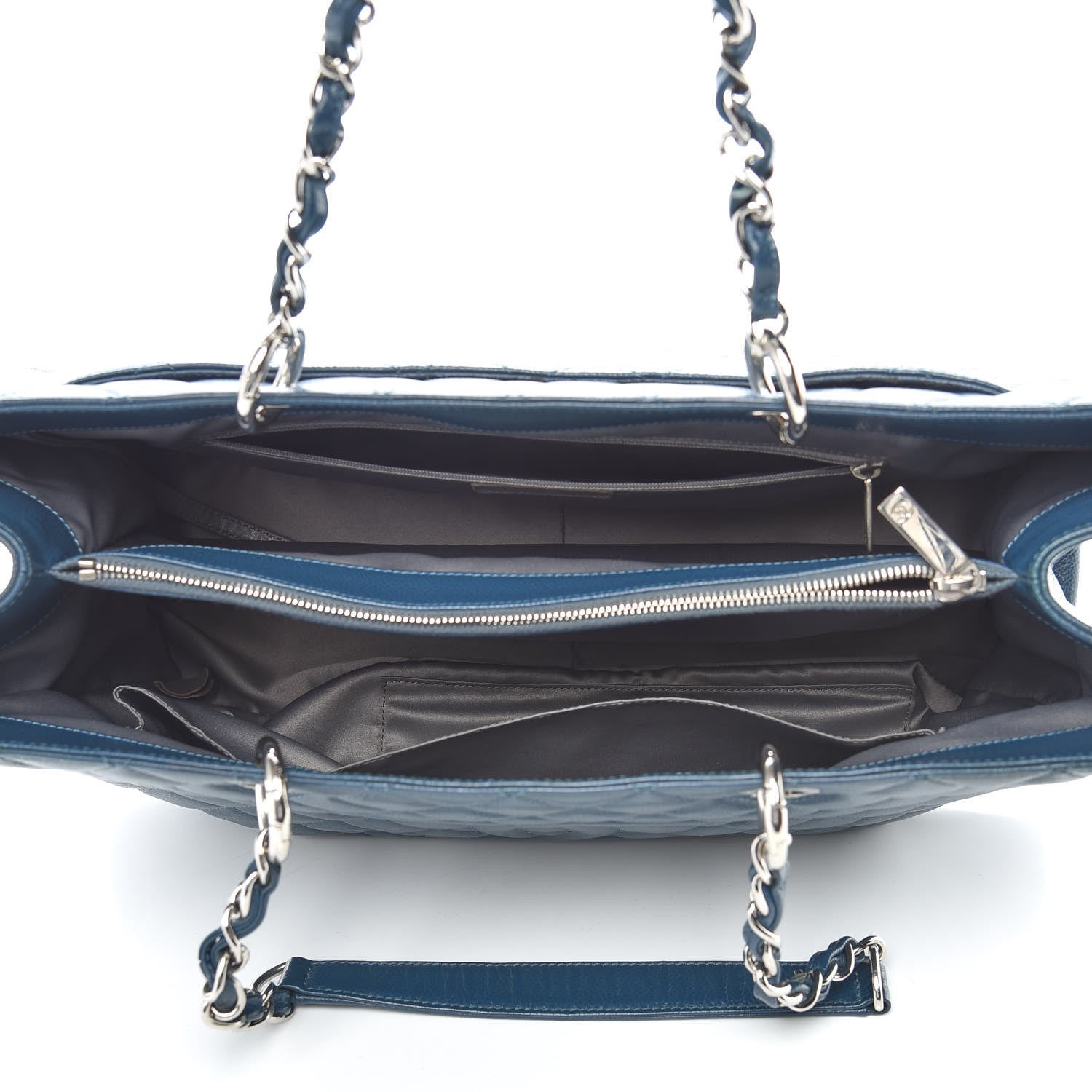 Chanel Caviar Quilted XL Grand Shopping Tote GST Navy Blue 7 of 22