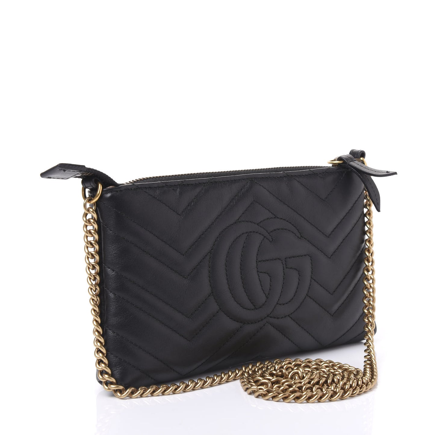 Calfskin Matelasse Mini GG Marmont Chain Bag Black