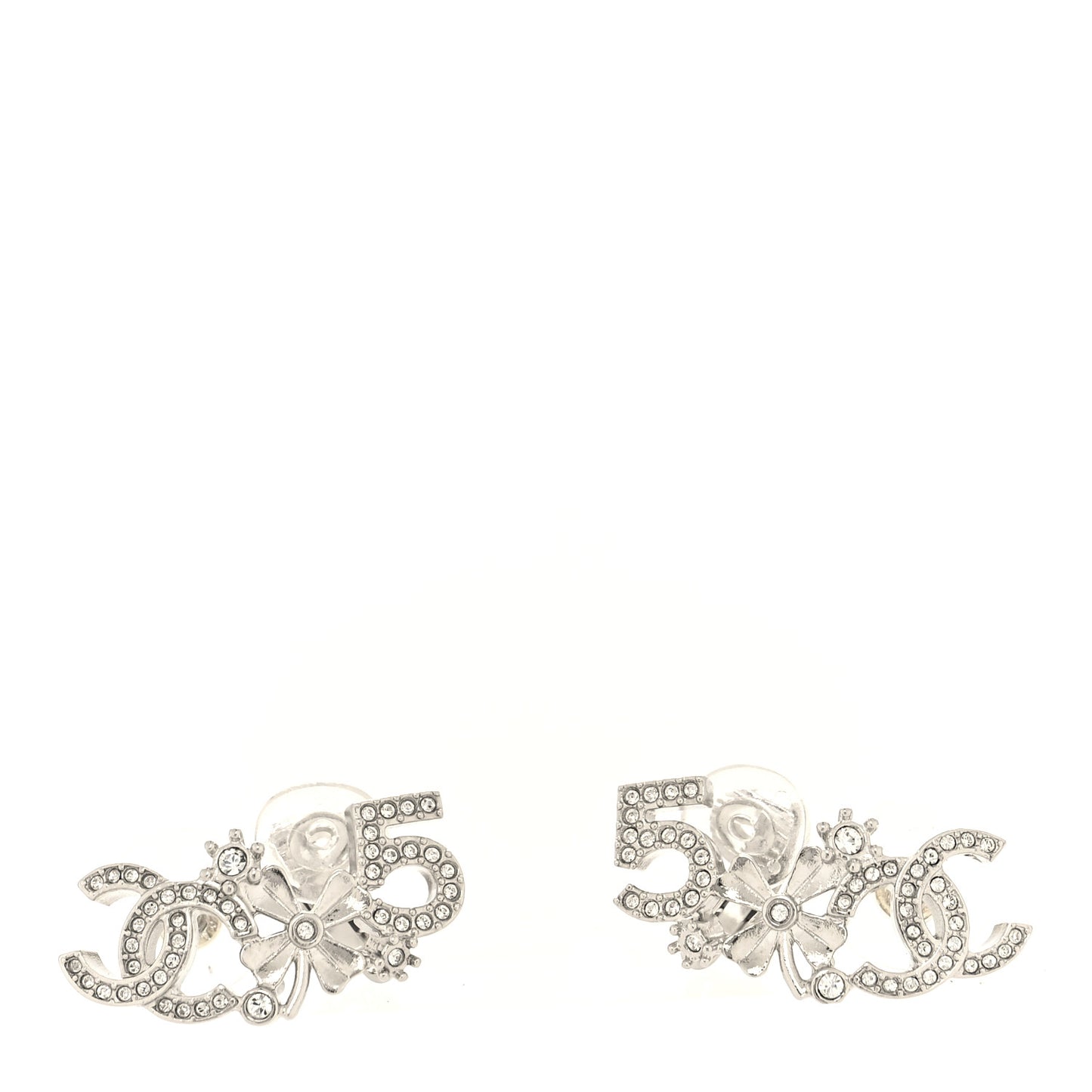 Crystal Star 5 CC Earrings Silver