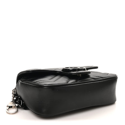 Gucci Calfskin Matelasse Monochrome GG Marmont Chain Belt Bag Black 4 of 11