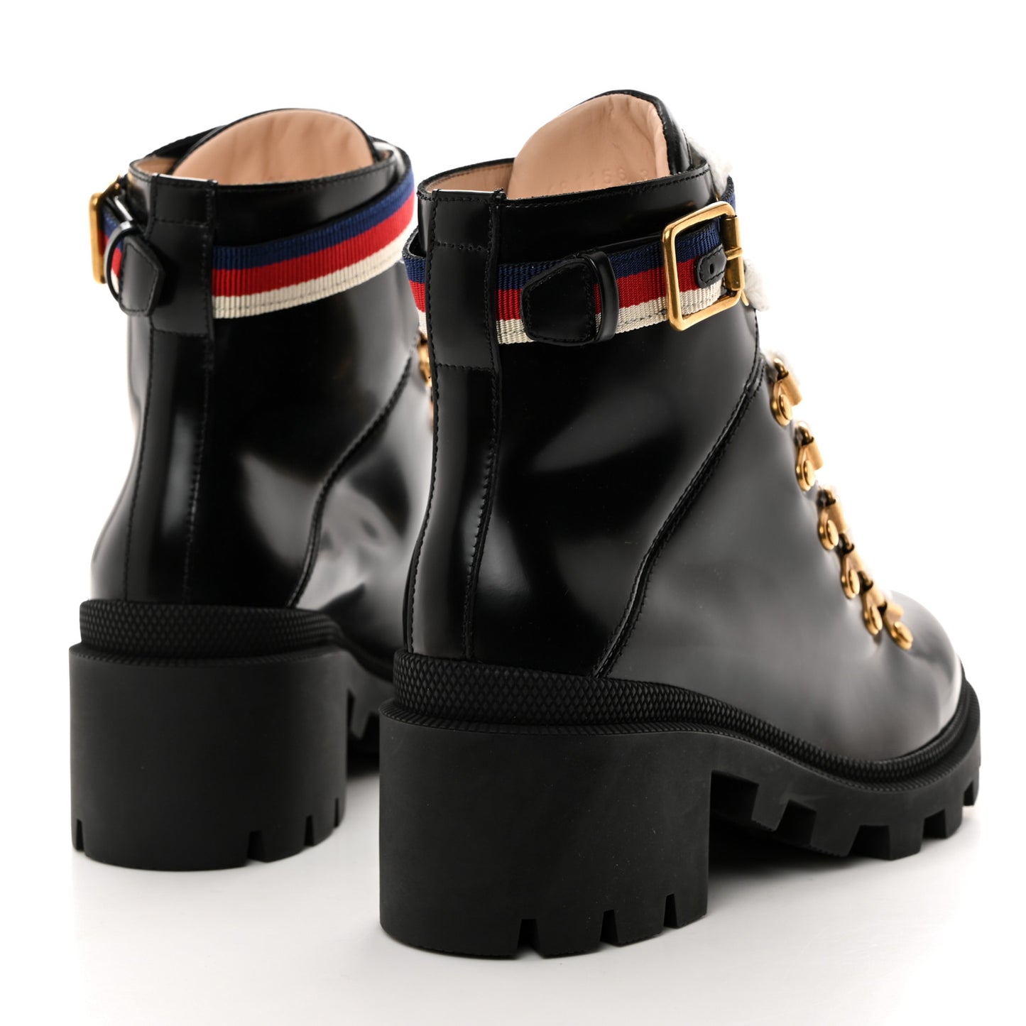 Calfskin Sylvie Web Womens Lace Up Combat Boots 35.5 Black