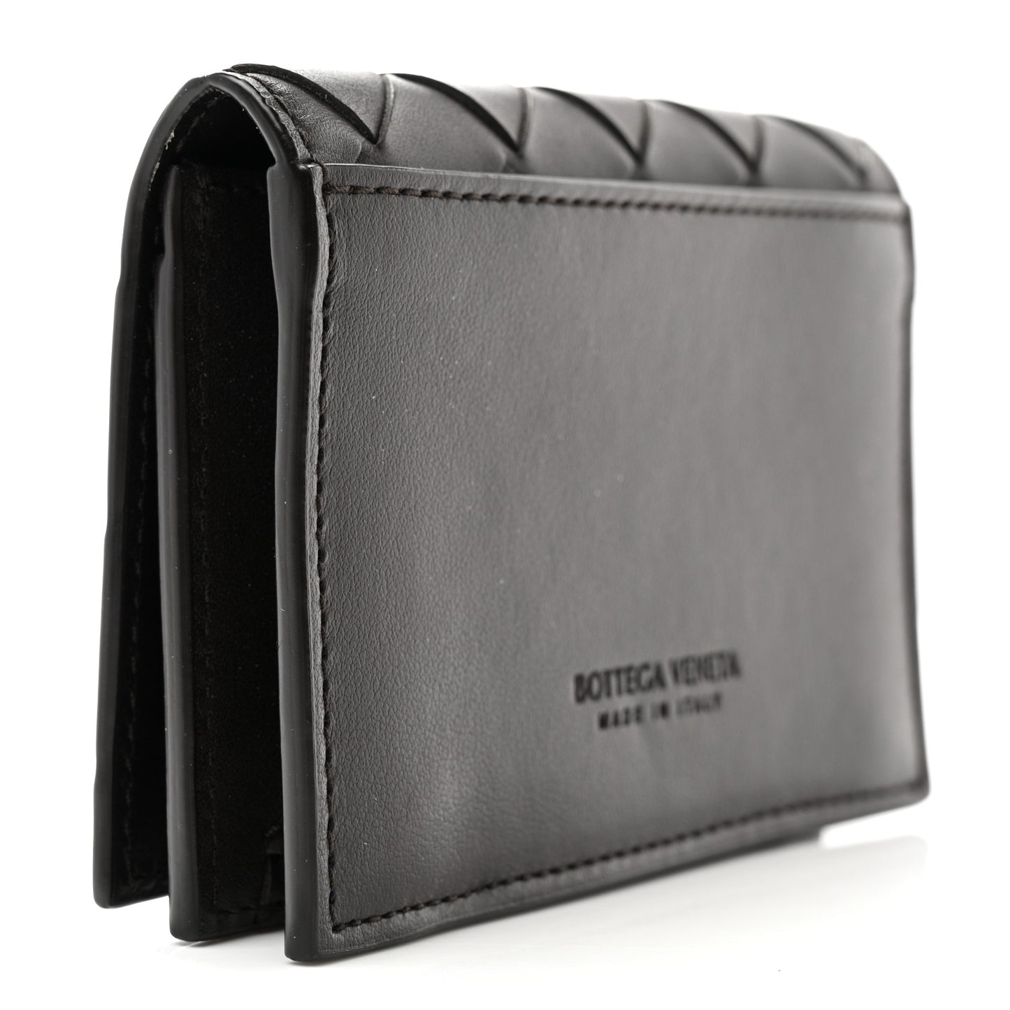 Nappa Intrecciato Business Card Case Ebano