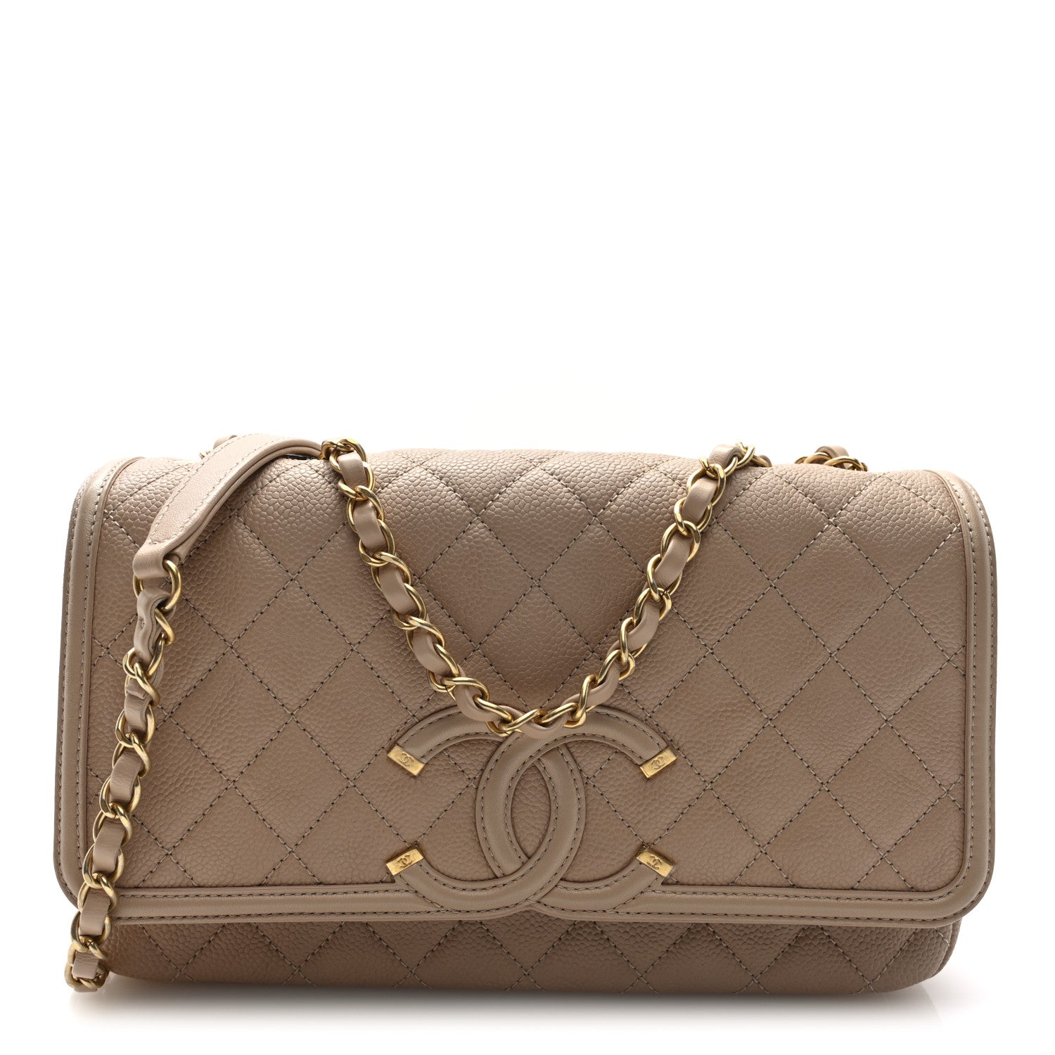 Chanel Caviar Quilted Medium CC Filigree Flap Beige 1 of 10