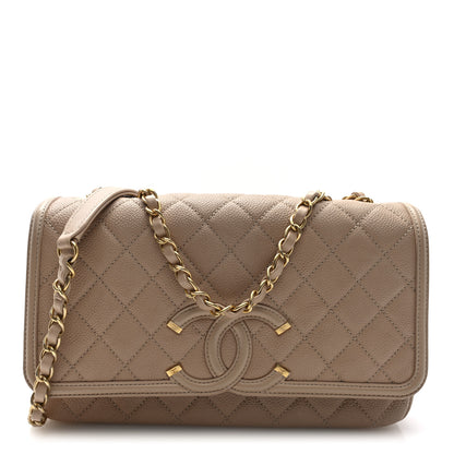 Chanel Caviar Quilted Medium CC Filigree Flap Beige 1 of 10