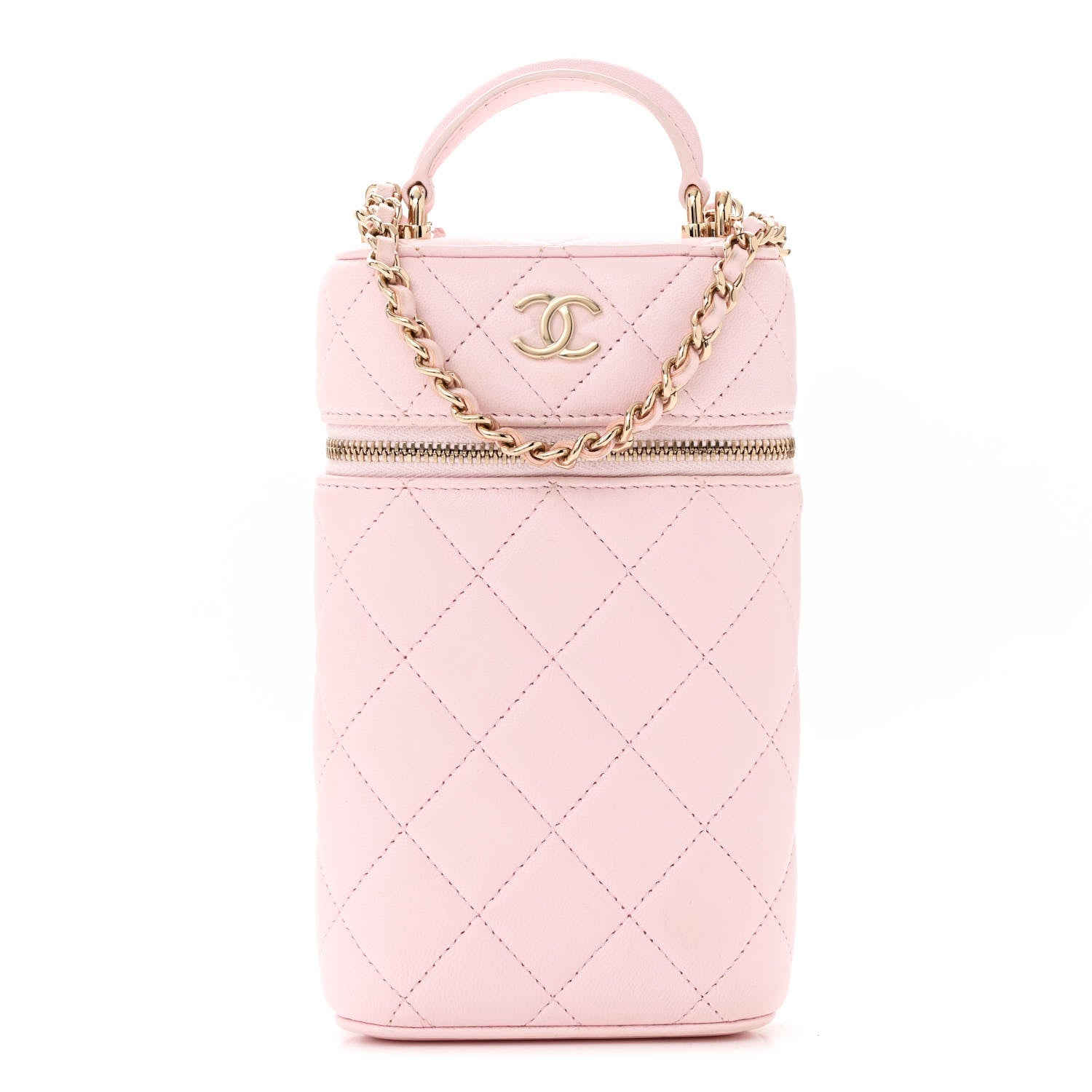 Chanel Lambskin Quilted Vertical Vanity Case With Chain Light Pink 1 of 14
