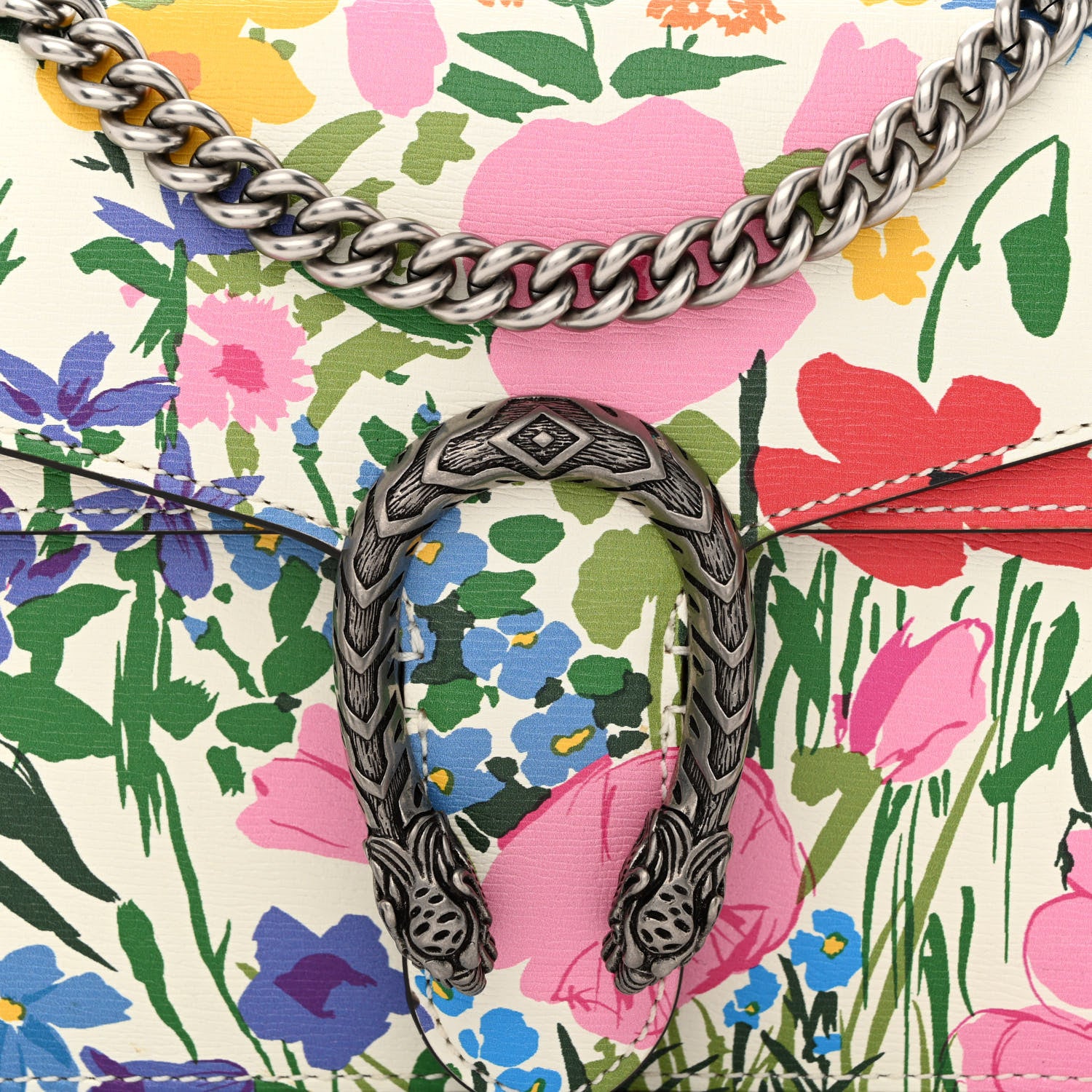 Gucci X KEN SCOTT New Shangai Calfskin Jardin D'Avril Floral Print Small Dionysus Shoulder Bag Ivory Pink 8 of 10