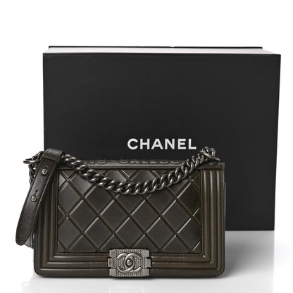Chanel Calfskin Embossed Medium Paris Salzburg Boy Flap Dark Brown 10 of 10