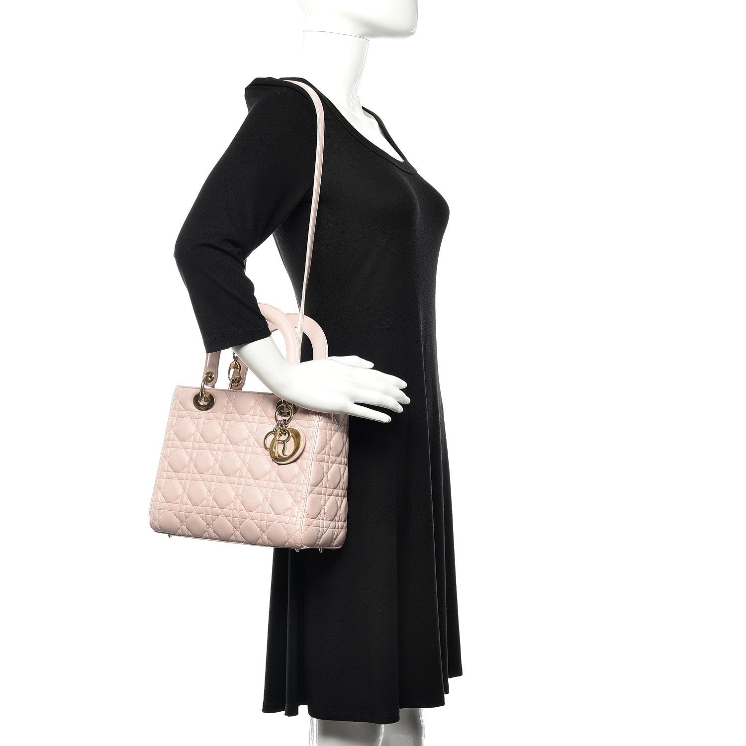 Christian Dior Lambskin Cannage Medium Lady Dior Light Pink 2 of 14