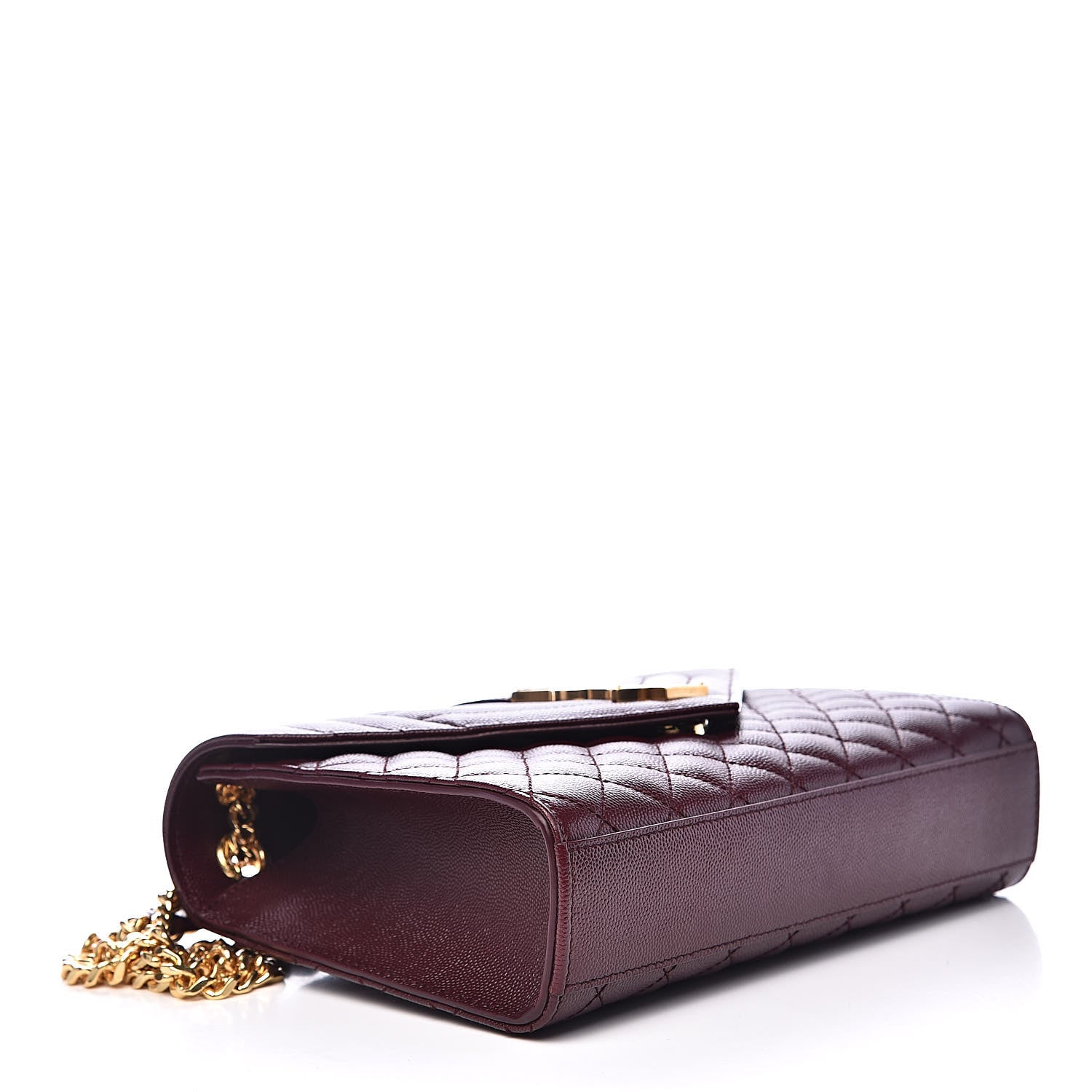 Saint Laurent Grain De Poudre Textured Mixed Matelasse Medium Triquilt Monogram Satchel Rouge Legion 4 of 10