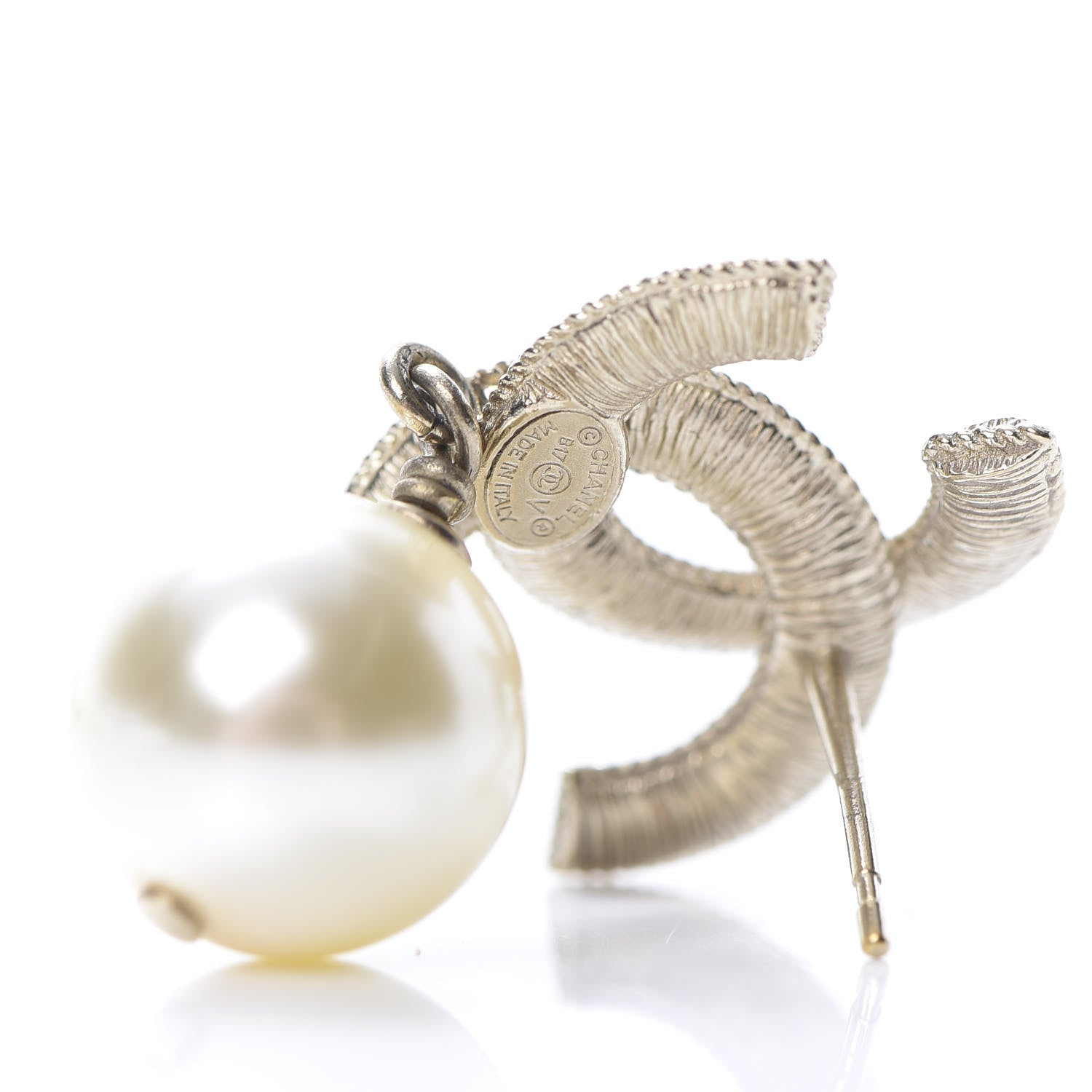 Chanel Pearl CC Drop Earrings Gold 4 of 4