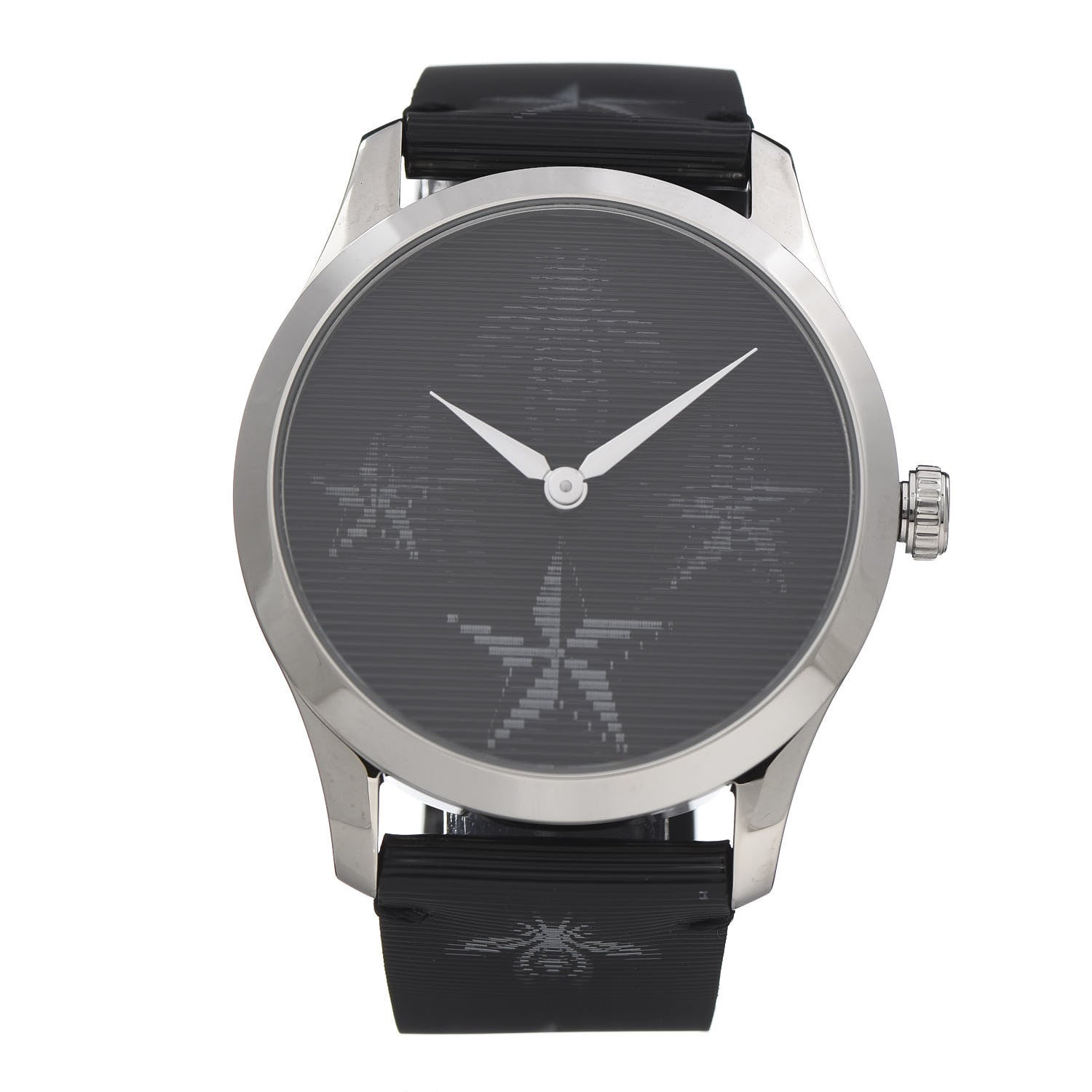 Gucci Stainless Steel Calfskin 38mm G-Timeless Bee Star Hologram Quartz Watch Black 2 of 8