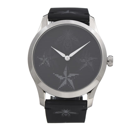 Gucci Stainless Steel Calfskin 38mm G-Timeless Bee Star Hologram Quartz Watch Black 2 of 8