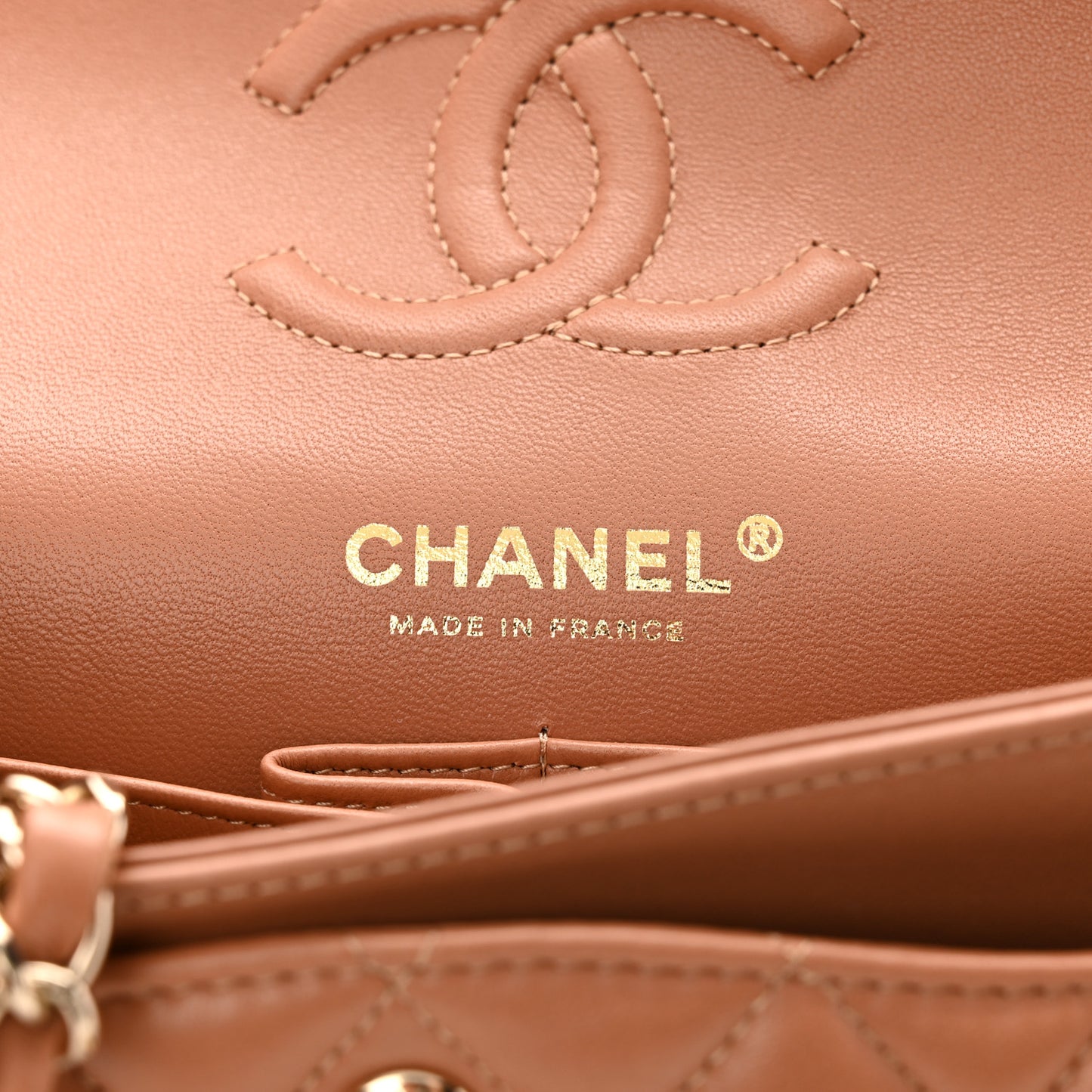 Lambskin Quilted Small Double Flap Brown