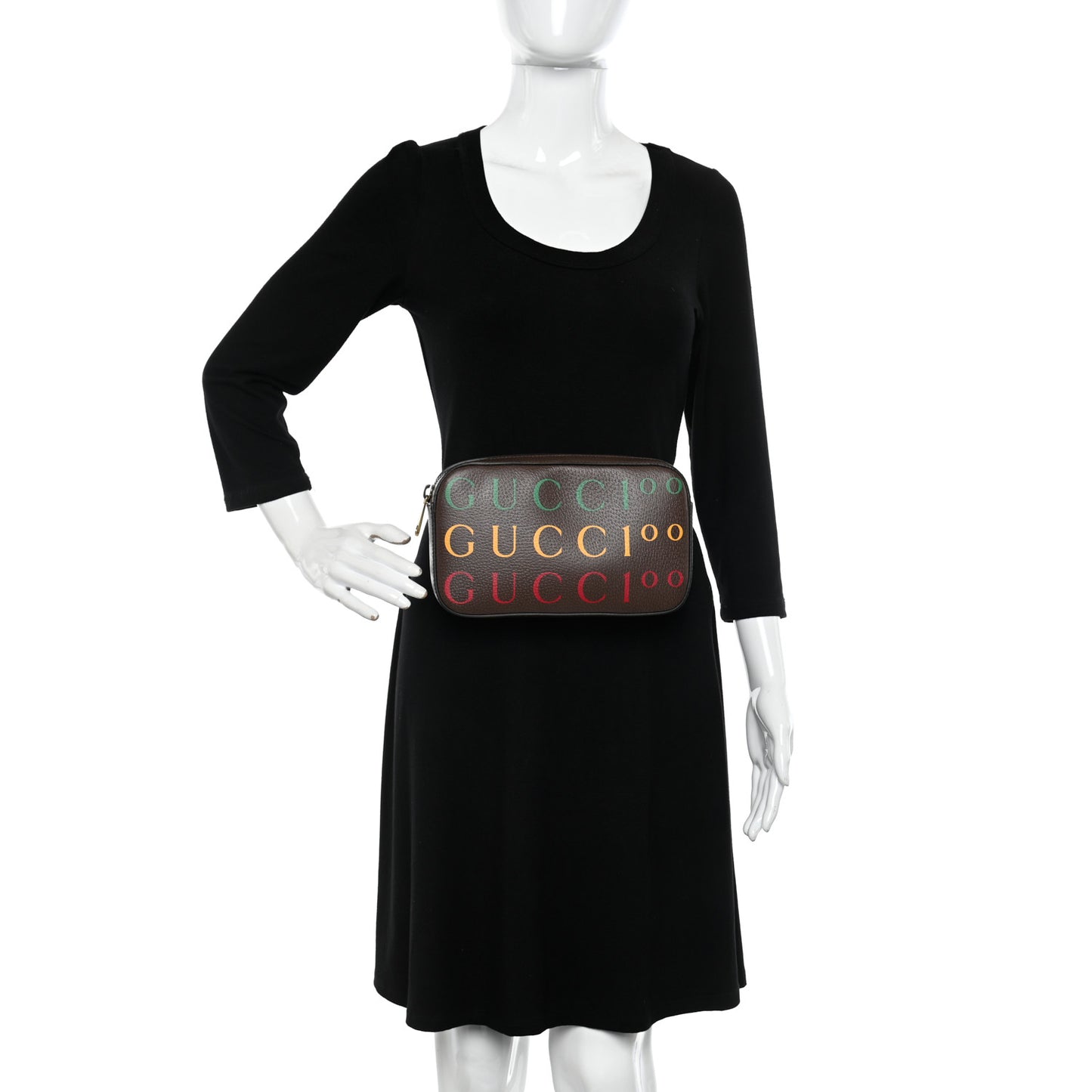 Textured Dollar Calfskin Gucci 100 Aria Belt Bag 90 36 New Acero Multicolor