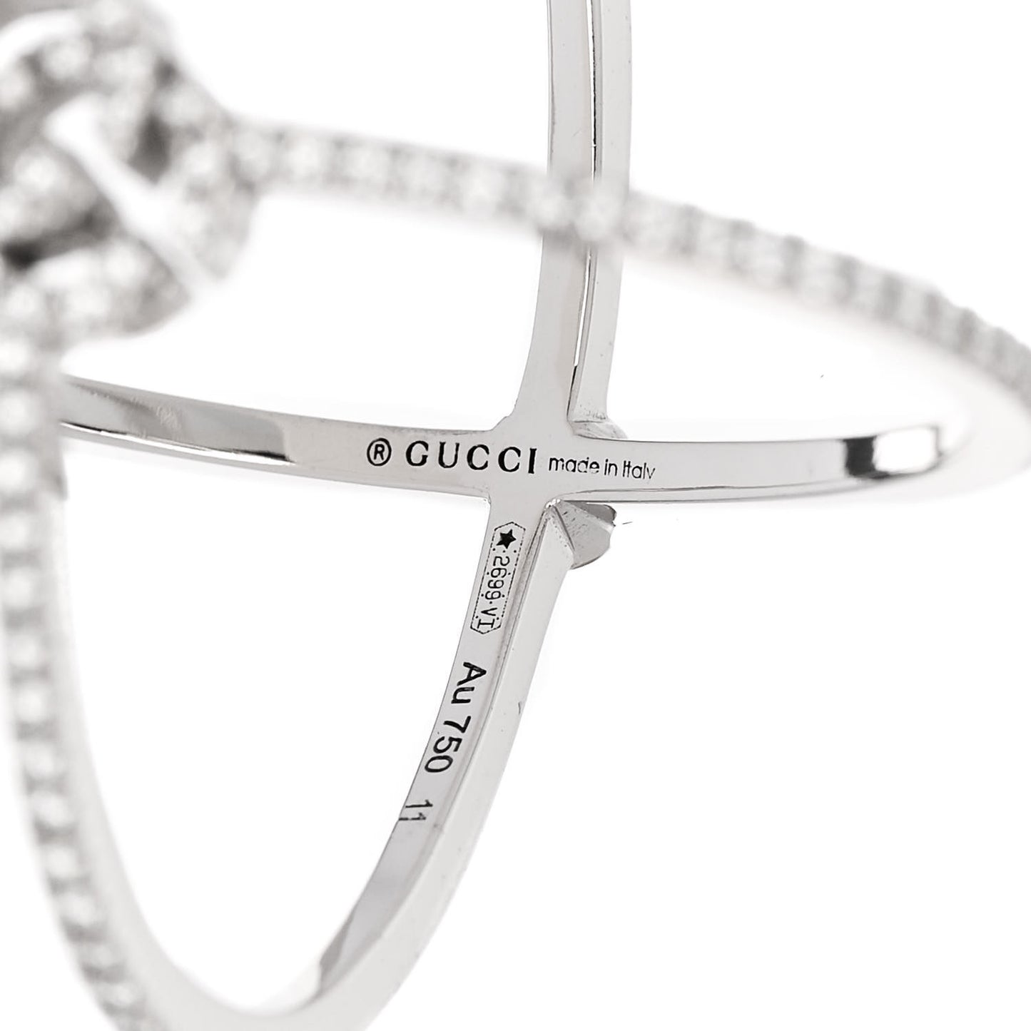 18K White Gold Diamond Running G Cross Ring 51 5.75