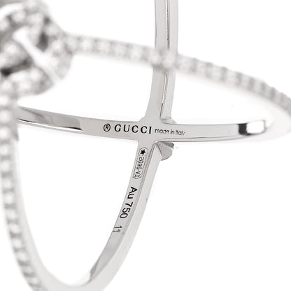 Gucci 18K White Gold Diamond Running G Cross Ring 51 5.75 4 of 5