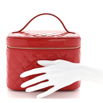 Chanel Patent Calfskin Quilted Large Vanity Pouch Red 2 of 7