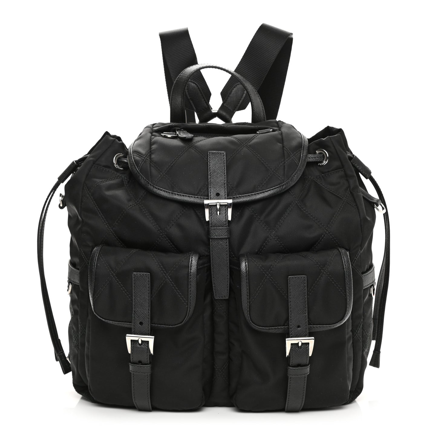 Tessuto Nylon Saffiano Vela Quilted Backpack Black