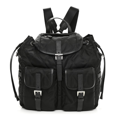 Prada Tessuto Nylon Saffiano Vela Quilted Backpack Black 1 of 10