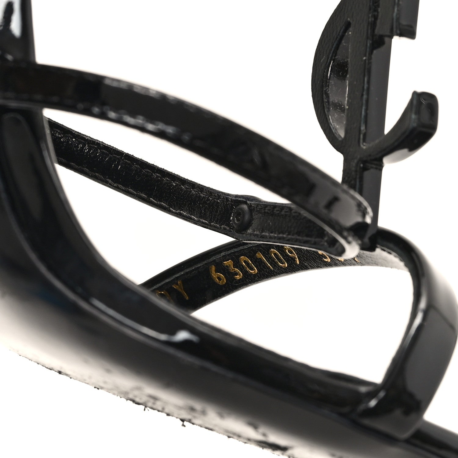 Saint Laurent Patent Cassandra 100 Ankle Strap Sandals 35.5 Black 9 of 9