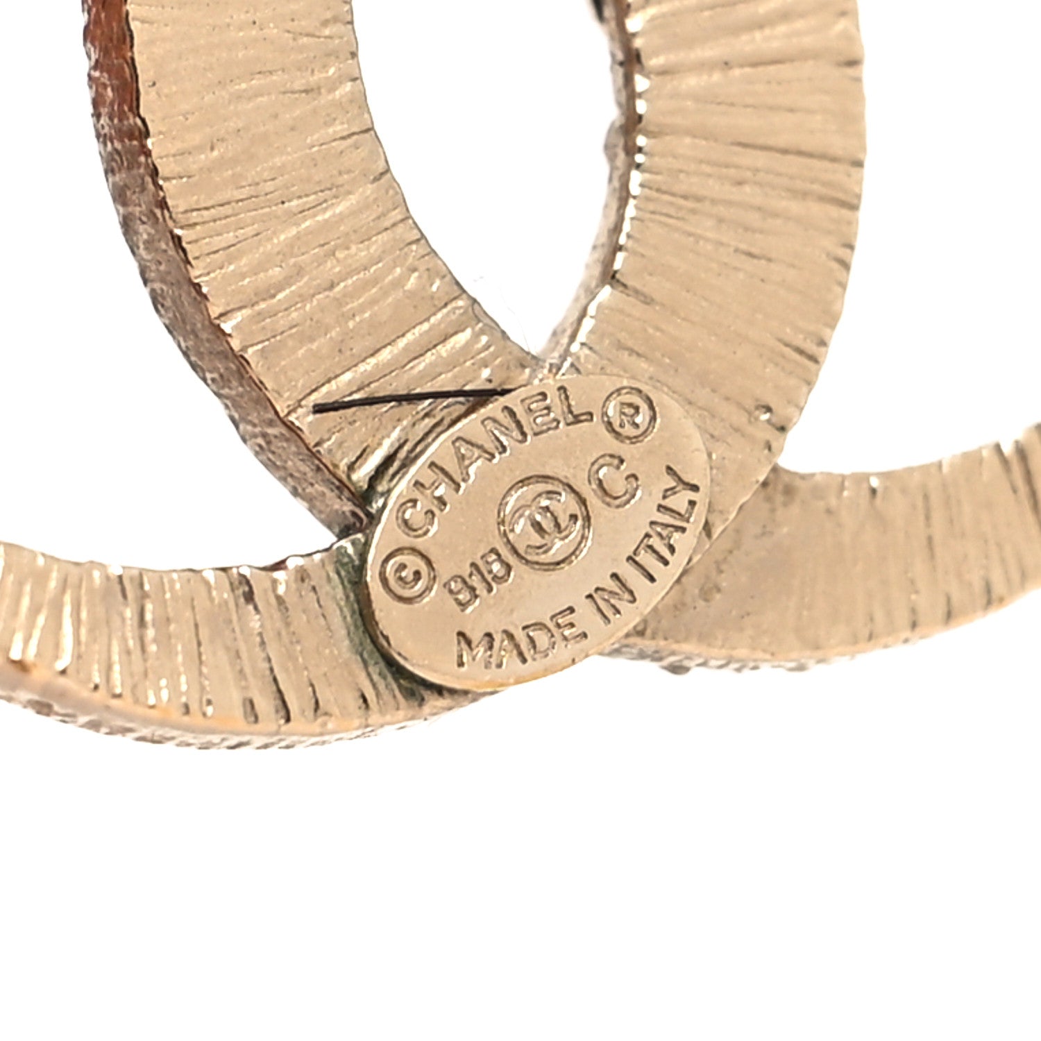 Chanel Crystal CC Moon Earrings Gold 4 of 5