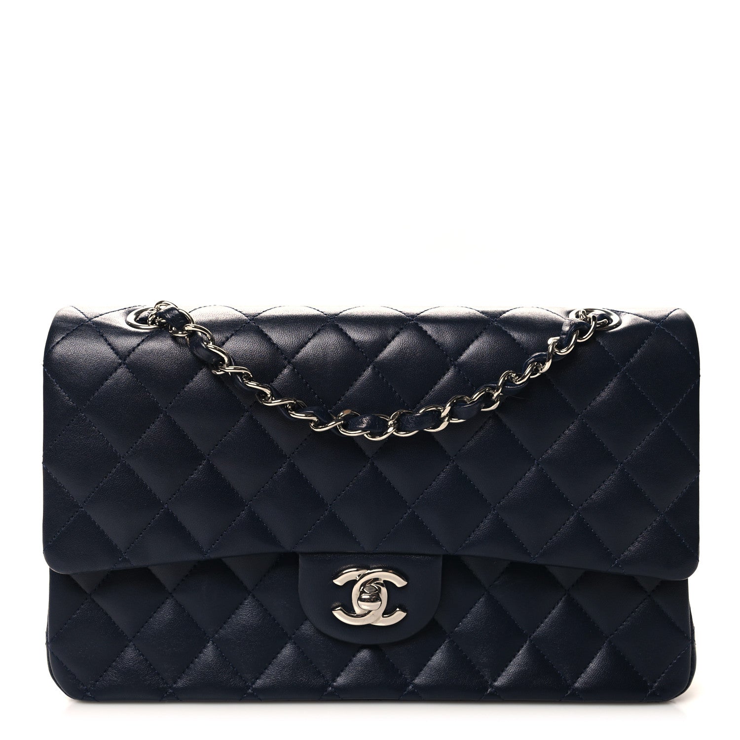 Chanel Lambskin Quilted Medium Double Flap Navy 1 of 10
