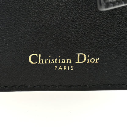 Christian Dior Supple Calfskin Cannage Caro Dandelion Card Holder Black 6 of 7